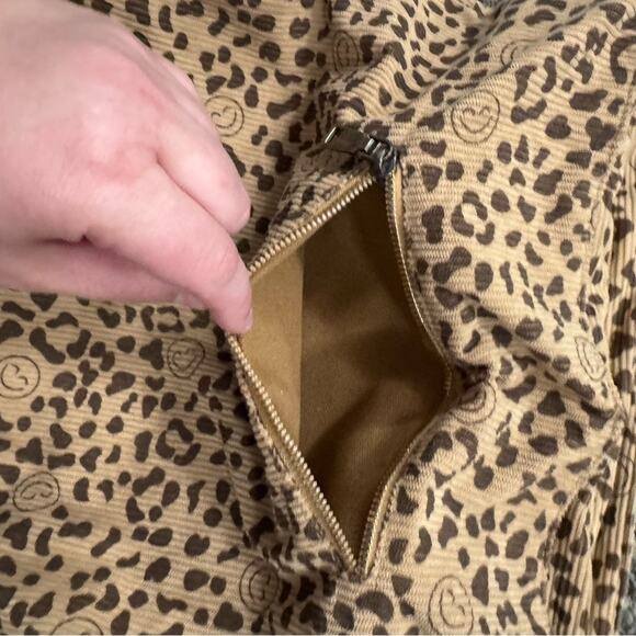 Leopard Print Ribbed Boho Purse Bag w/ Multicolor Straps & Smiley Faces - Picture 12 of 13